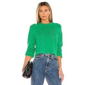Alice + Olivia Leta Longsleeve Crop Top Sweater Kelly Green Size: Xtra Small